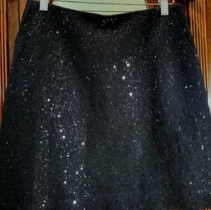 Ann Taylor Black Sequin Wool Blend Skirt with Two Pockets Size 4